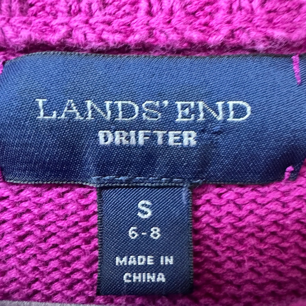 Lands' End Women's Vibrant Purple Cable Knit Sweater - Picture 3 of 4